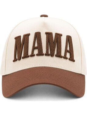 Womens Mama-brown/Beige Vintage Snapback Trendy Mom Halloween Trucker Hat